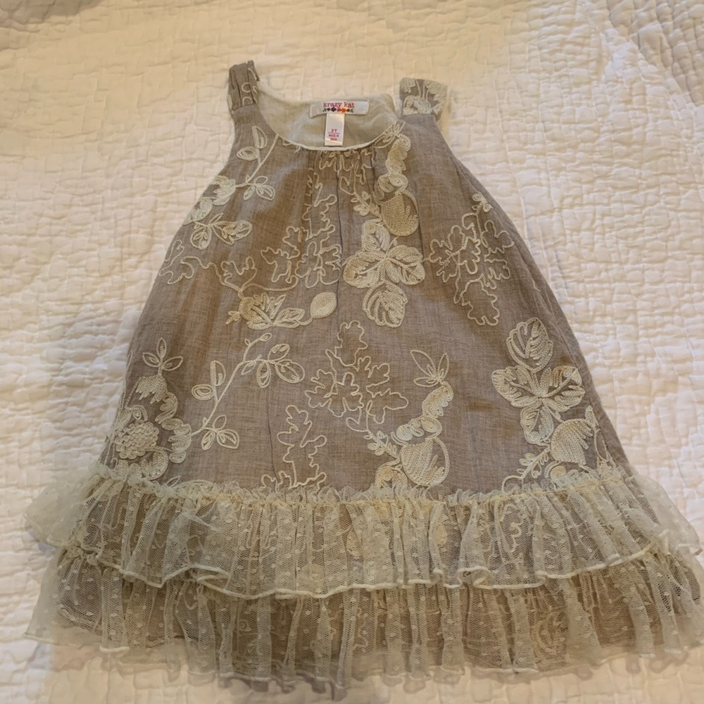 Adorable khaki & cream Kraft Kat  2T
